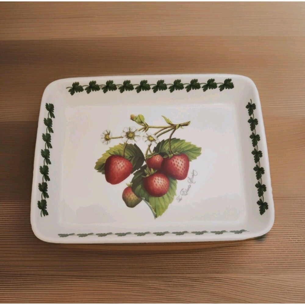 Portmeirion Strawberry Fair Rectangular Baking Dish Fire Ice Lasagna Baker 12"